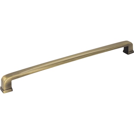 Jeffrey Alexander 12" Center-to-Center Brushed Antique Brass Square Milan 1 Appliance Handle 1092-12AB